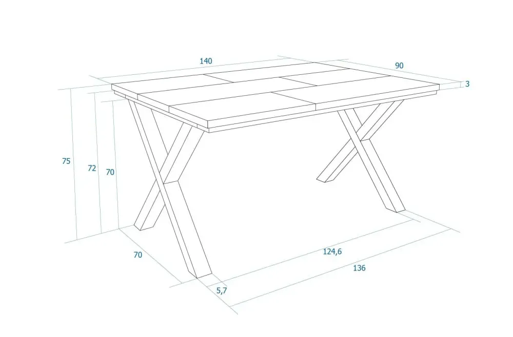 Illustration numéro 3 du produit Table à manger effet bois noir 140x90x74cm