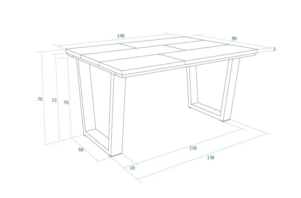 Illustration numéro 3 du produit Table à manger effet bois de chêne et noir 140x90x74cm