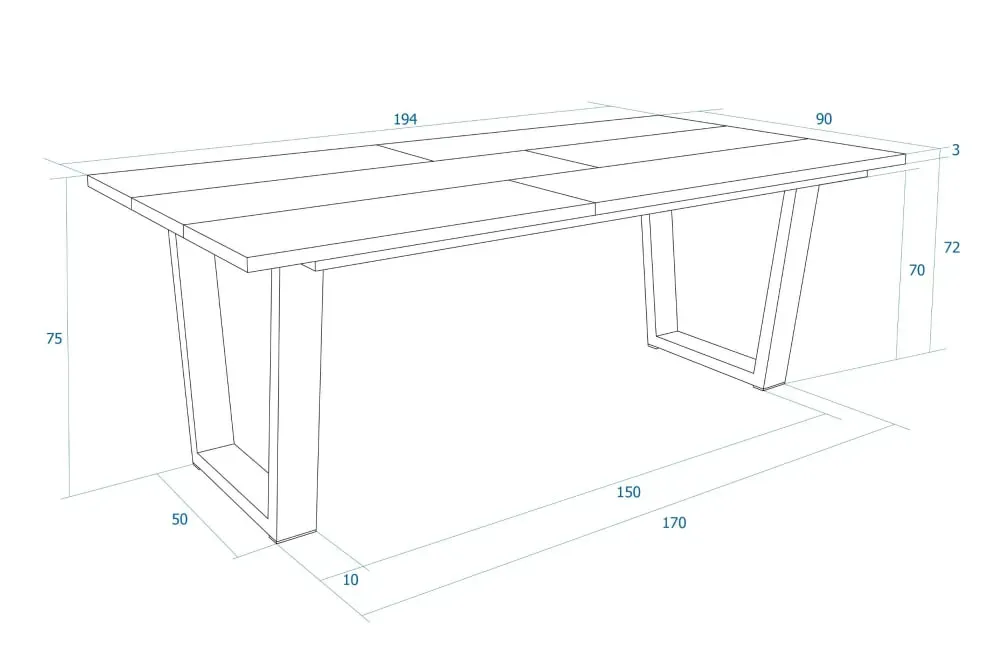 Illustration numéro 3 du produit Table à manger effet bois noir 194x90x74cm