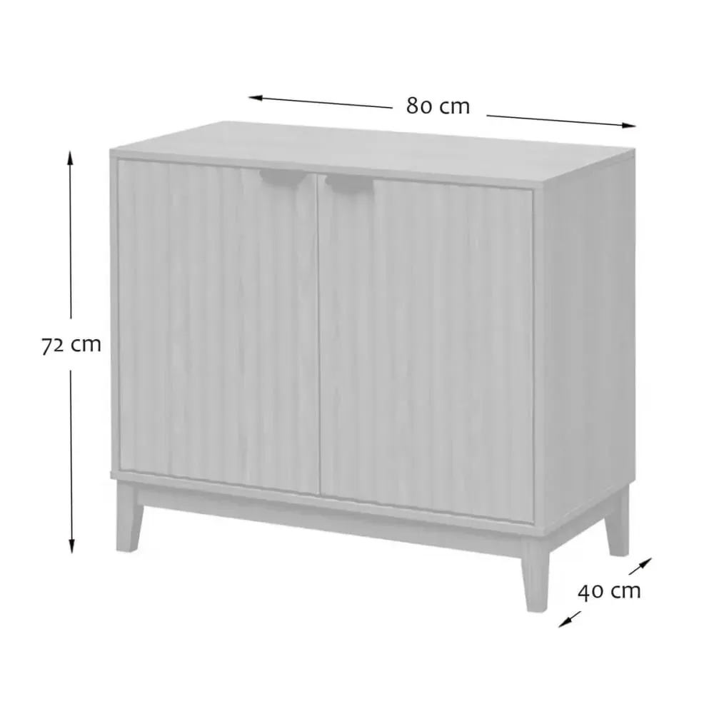 Illustration numéro 3 du produit Buffet 2 portes avec façades effet cannelé L80 cm - effet bois clair