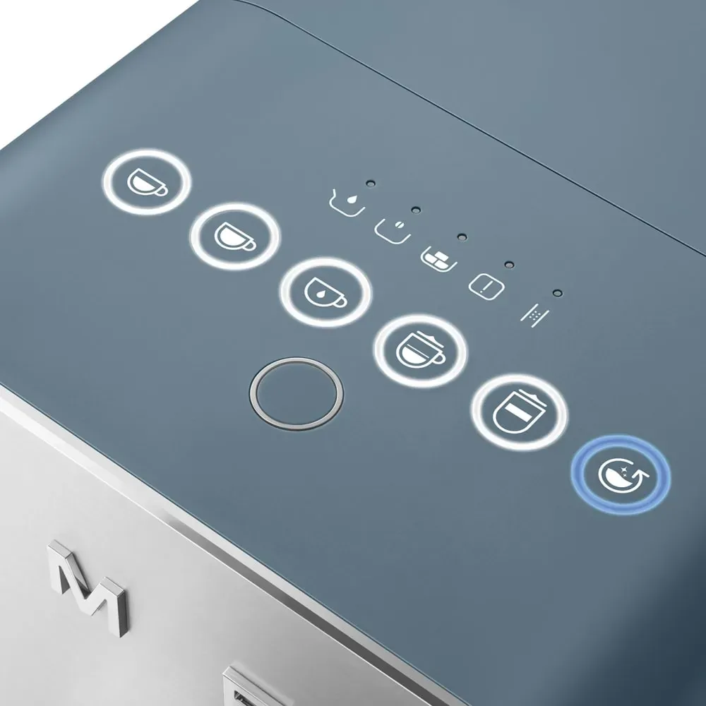 Illustration numéro 3 du produit Expresso broyeur compact bleu orage + carafe à lait Smeg