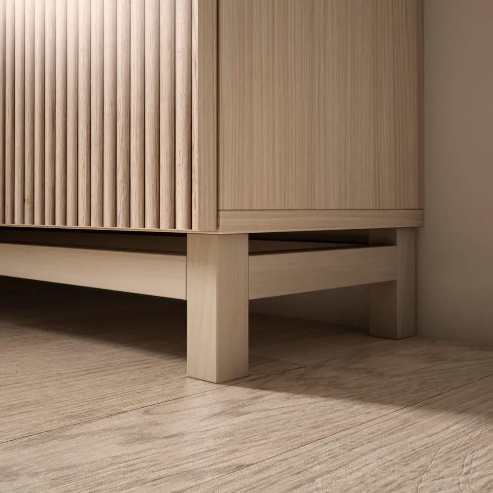 Illustration numéro 3 du produit Meuble à chaussures mélamine noyer clair portes lattes clair 90x90x27