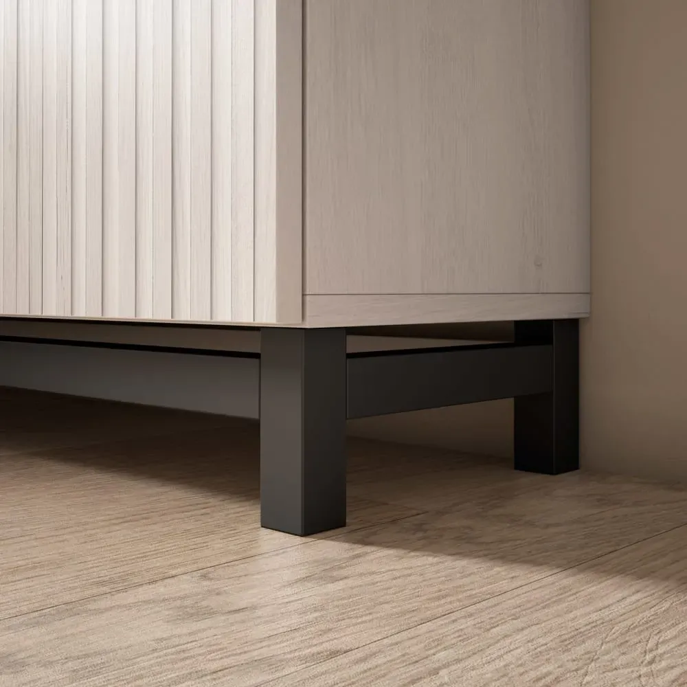 Illustration numéro 3 du produit Meuble à chaussures mélamine blanc portes effet lattes blanc 90x90x27