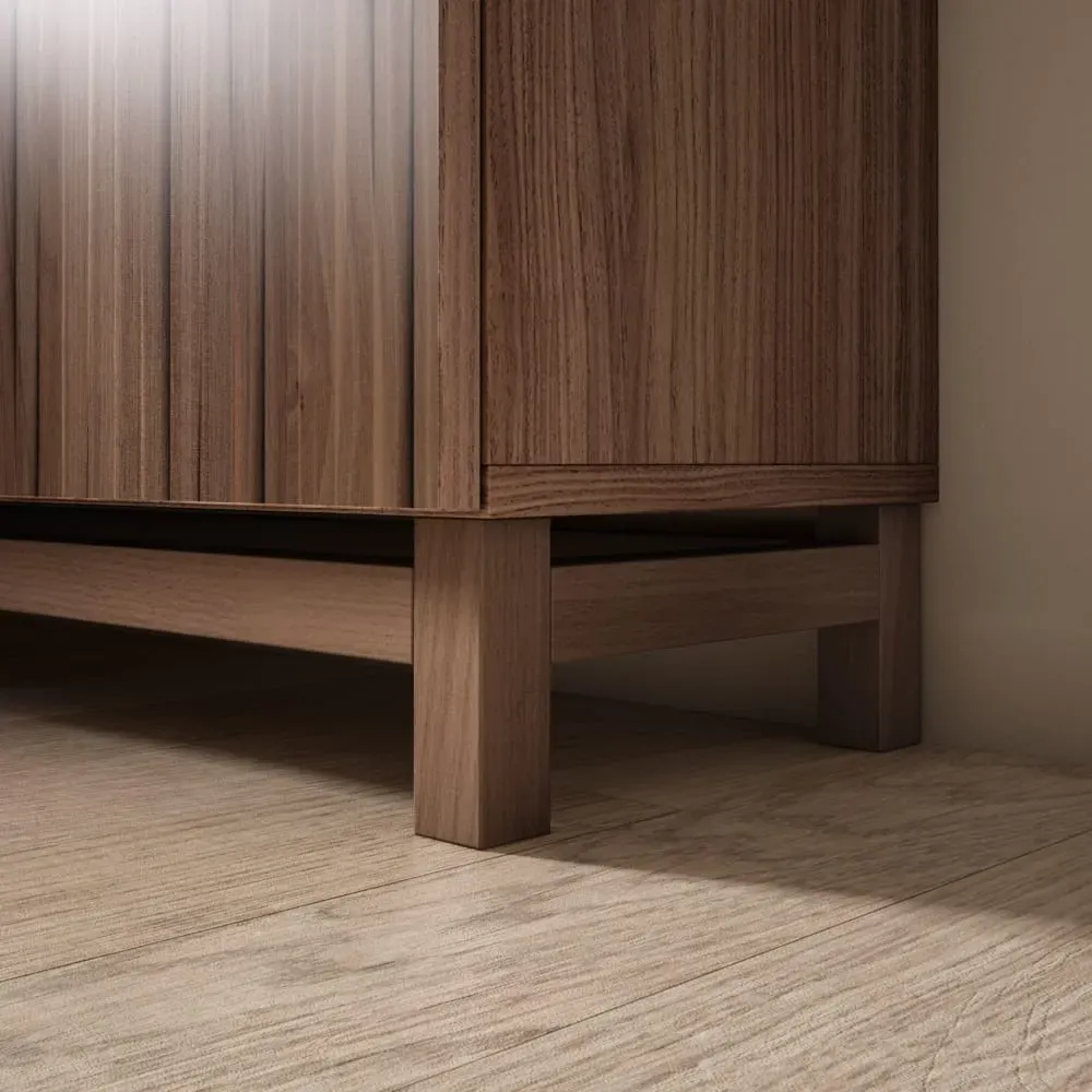 Illustration numéro 3 du produit Meuble à chaussures mélamine noyer portes effet lattes noyer 90x90x27