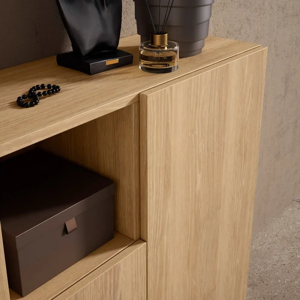 Illustration numéro 3 du produit Meuble à chaussures mélaminé chêne doré pieds graphite 87×90×27 cm