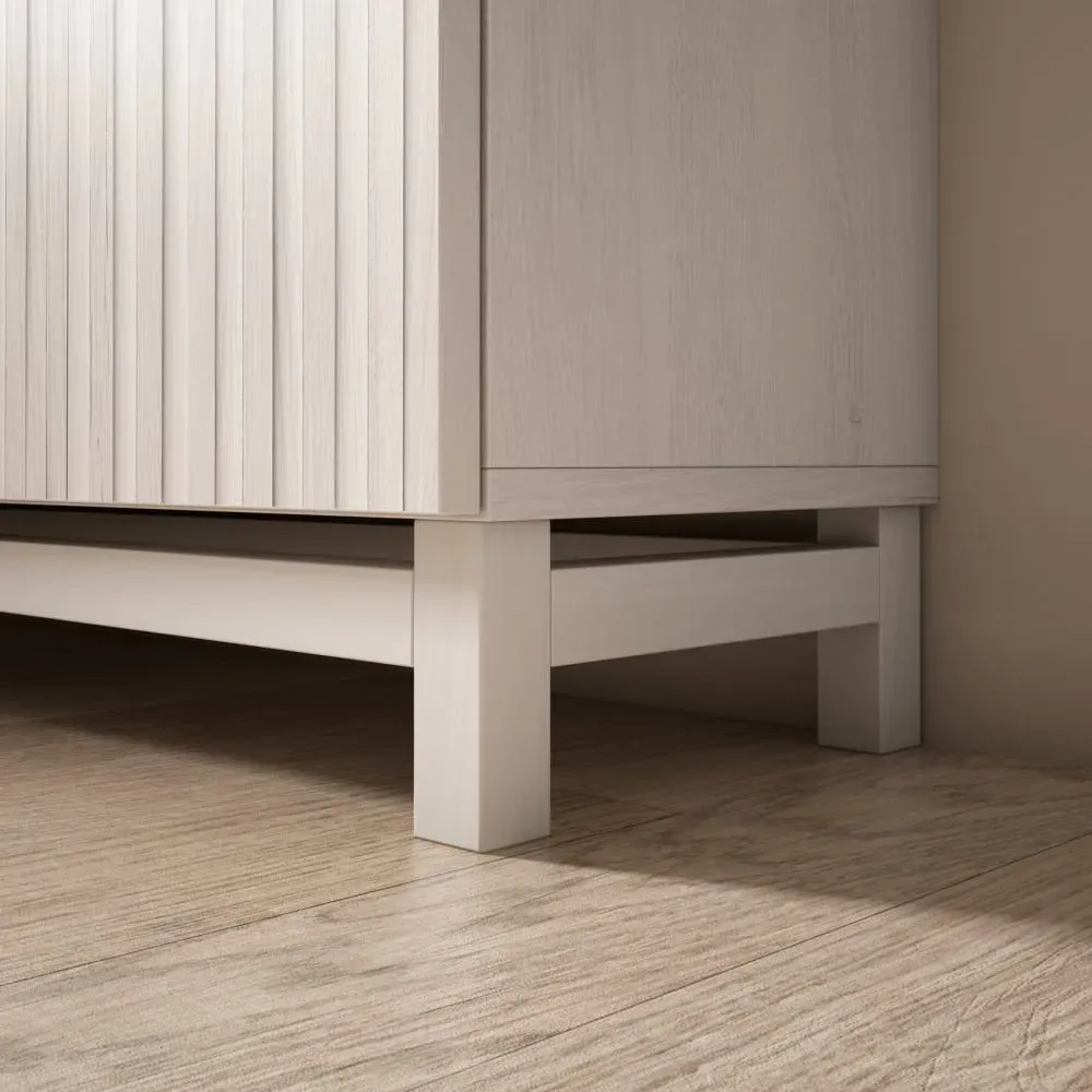 Illustration numéro 3 du produit Meuble à chaussures mélamine blanc portes effet lattes blanc 90x90x27