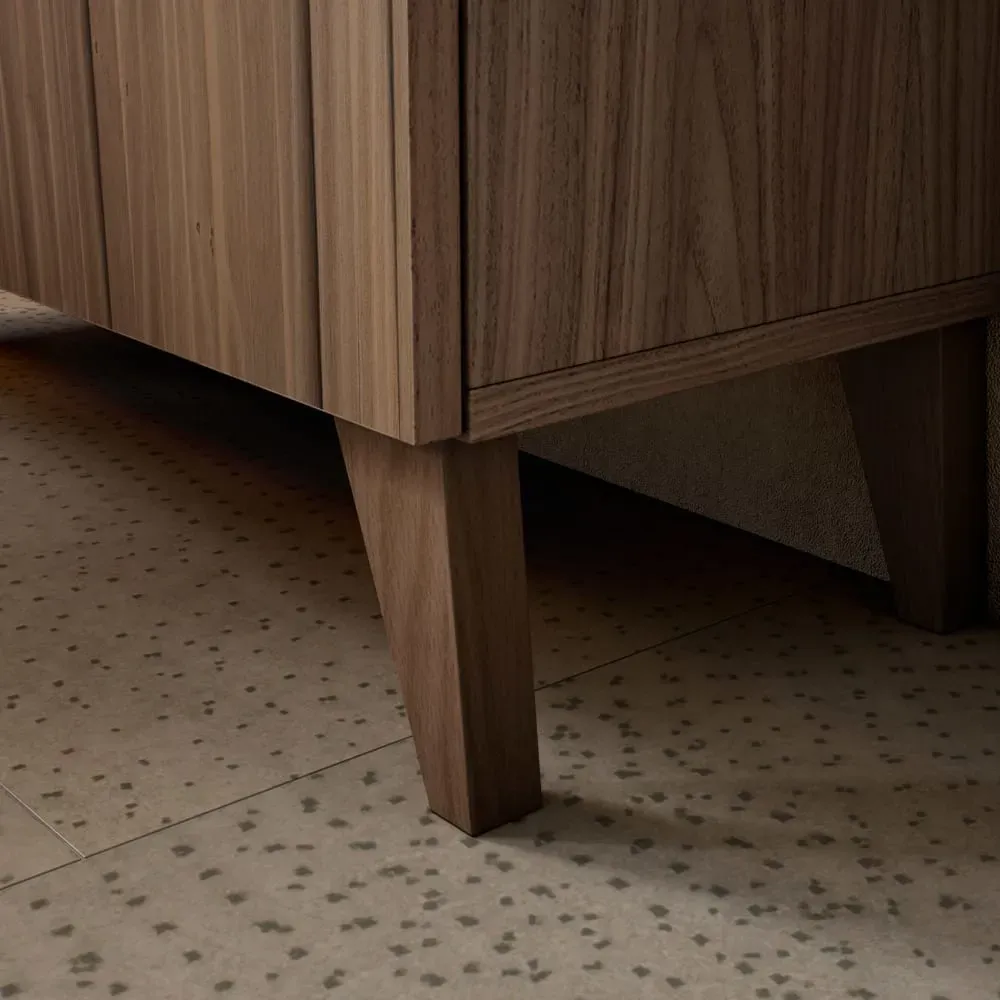 Illustration numéro 3 du produit Meuble à chaussures mélamine noyer portes effet lattes noyer 109x90x27