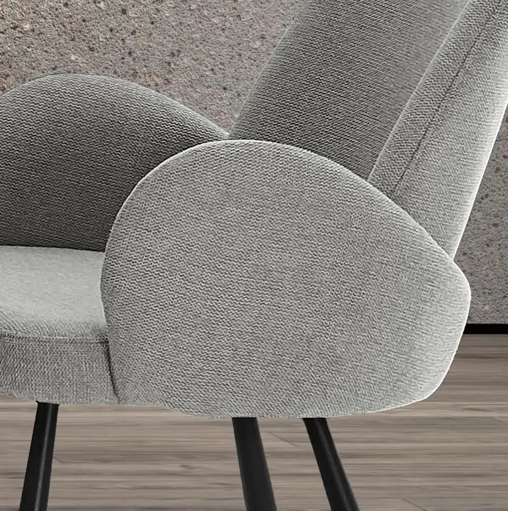 Illustration numéro 3 du produit Lot de 2 chaises en tissu et métal gris 87×56×57 cm