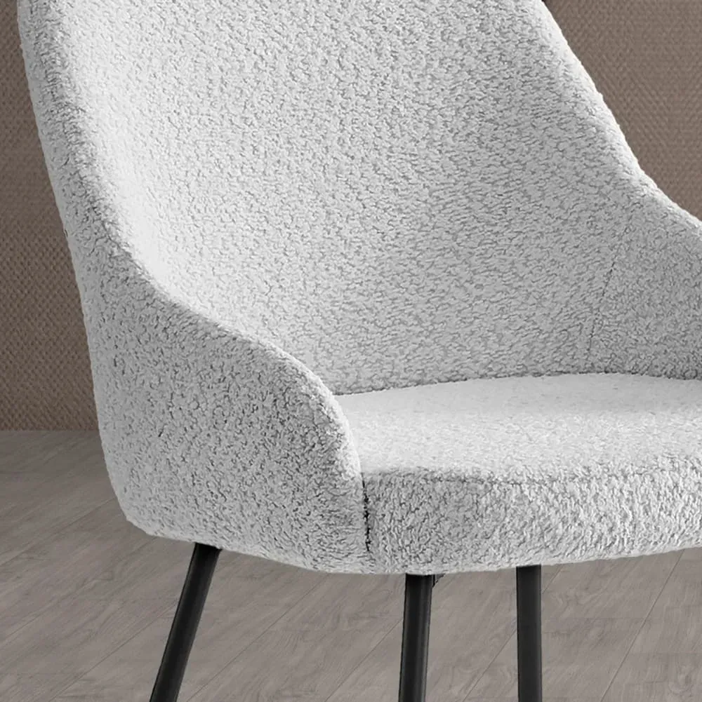 Illustration numéro 3 du produit Lot de 2 chaises en tissu bouclé et métal blanc cassé 82×51×59 cm