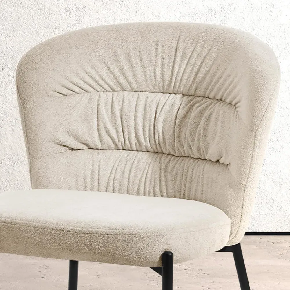 Illustration numéro 3 du produit Lot de 2 chaises en tissu chenille et métal beige 79×57×59 cm