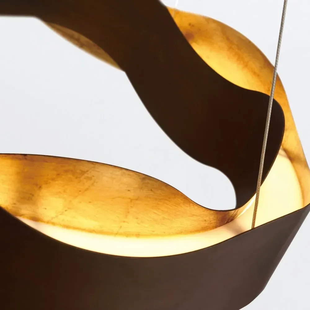 Illustration numéro 3 du produit Lustre Medium Acier Bronze et or brossé