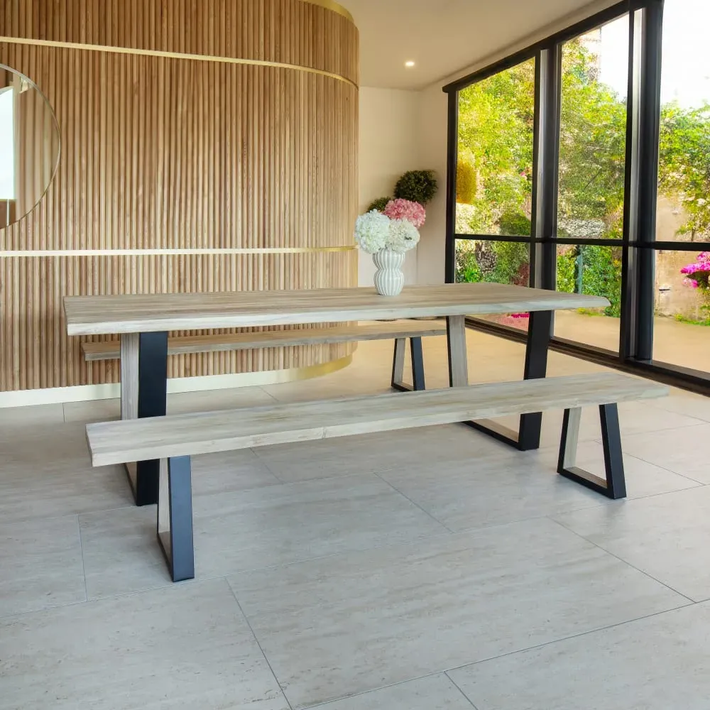 Illustration numéro 3 du produit Lot de 2 bancs en bois d'acacia 230cm