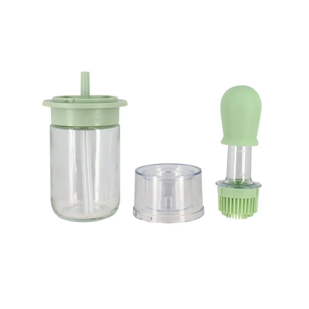 Illustration numéro 3 du produit Bouteille d'huile avec brosse 18cl en verre et en plastique