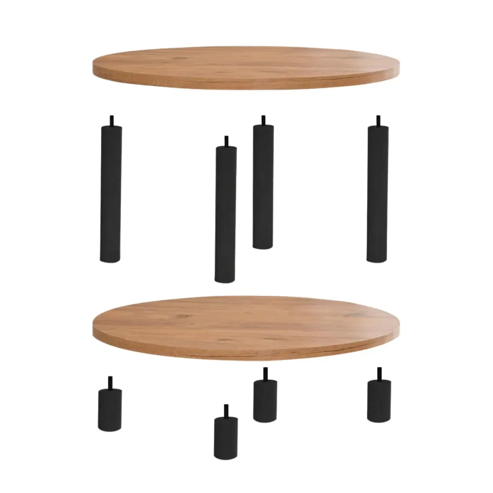 Illustration numéro 3 du produit Table basse ronde 2 niveaux D70 cm - Effet Pin Atlantique