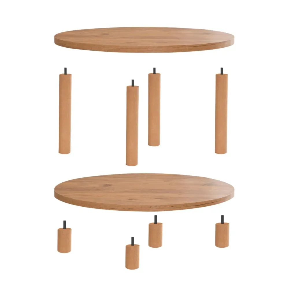 Illustration numéro 3 du produit Table basse ronde 2 niveaux D70 cm - Effet Pin Atlantique