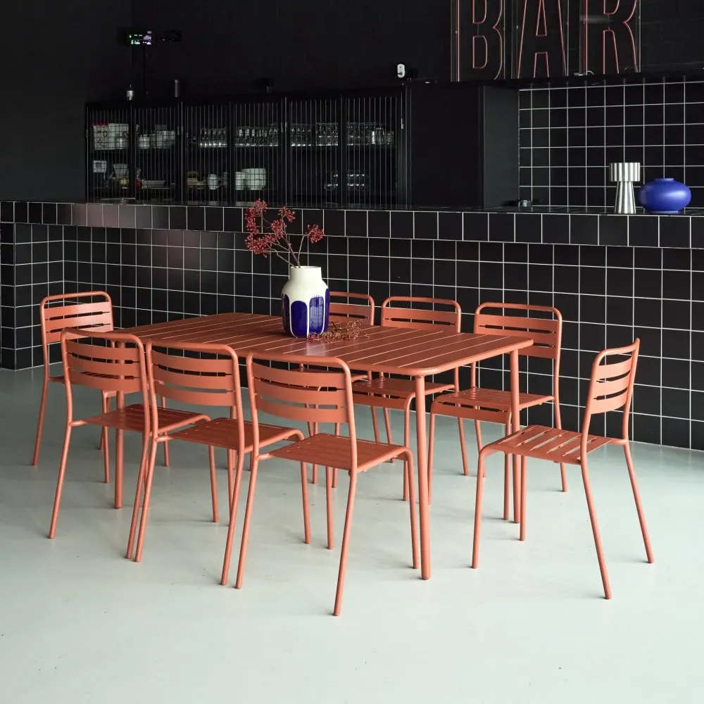 Illustration numéro 3 du produit Table de jardin métal 8 chaises terracotta