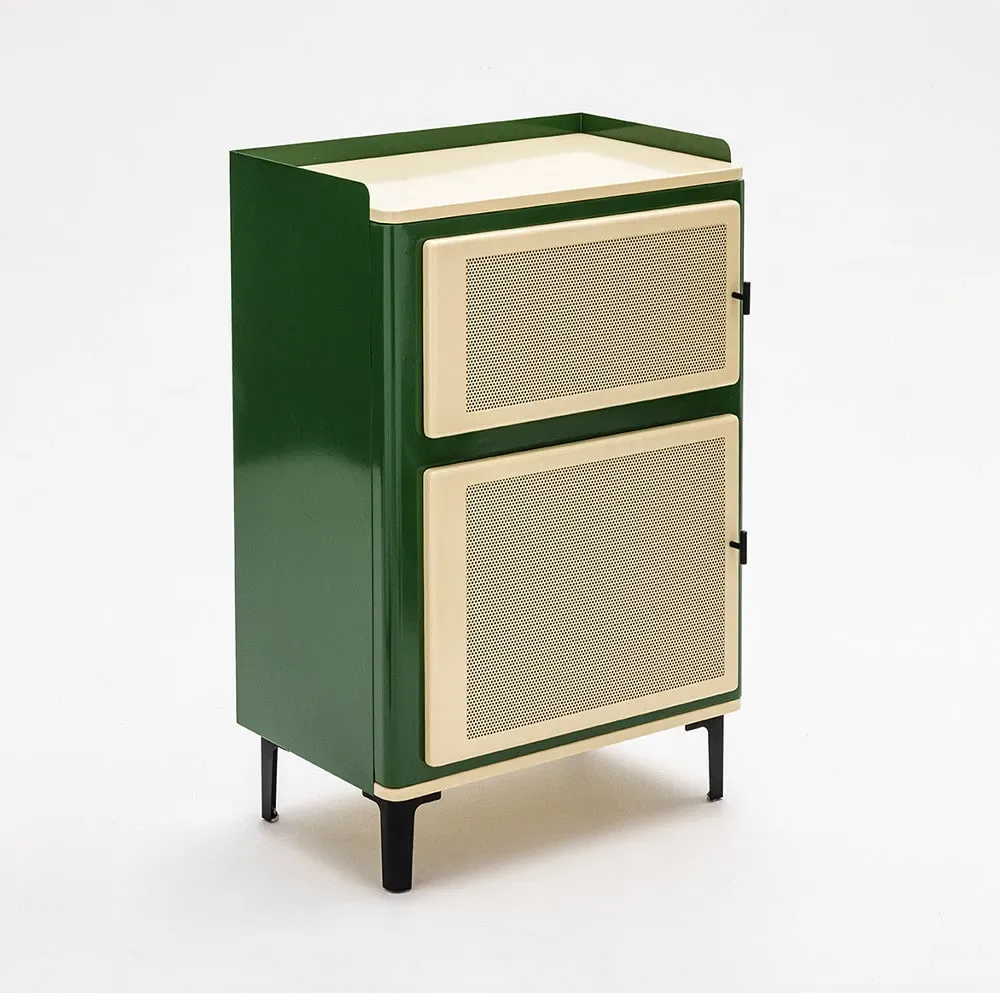 Illustration numéro 3 du produit Petit meuble de rangement 2 portes en métal H94cm - Vert