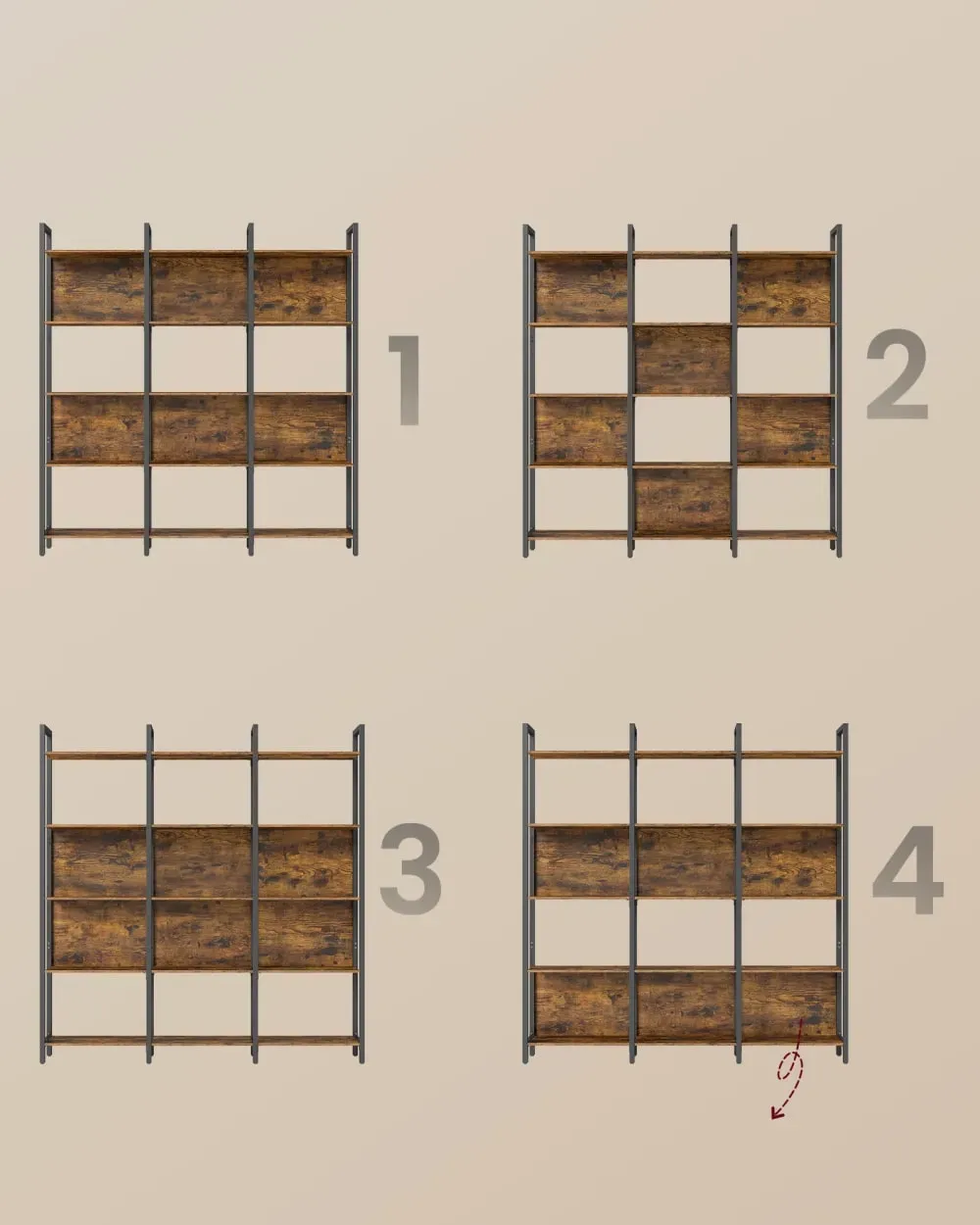 Illustration numéro 3 du produit Bibliothèque sur 5 niveaux 24 x 128 x 154,1 cm marron et noir