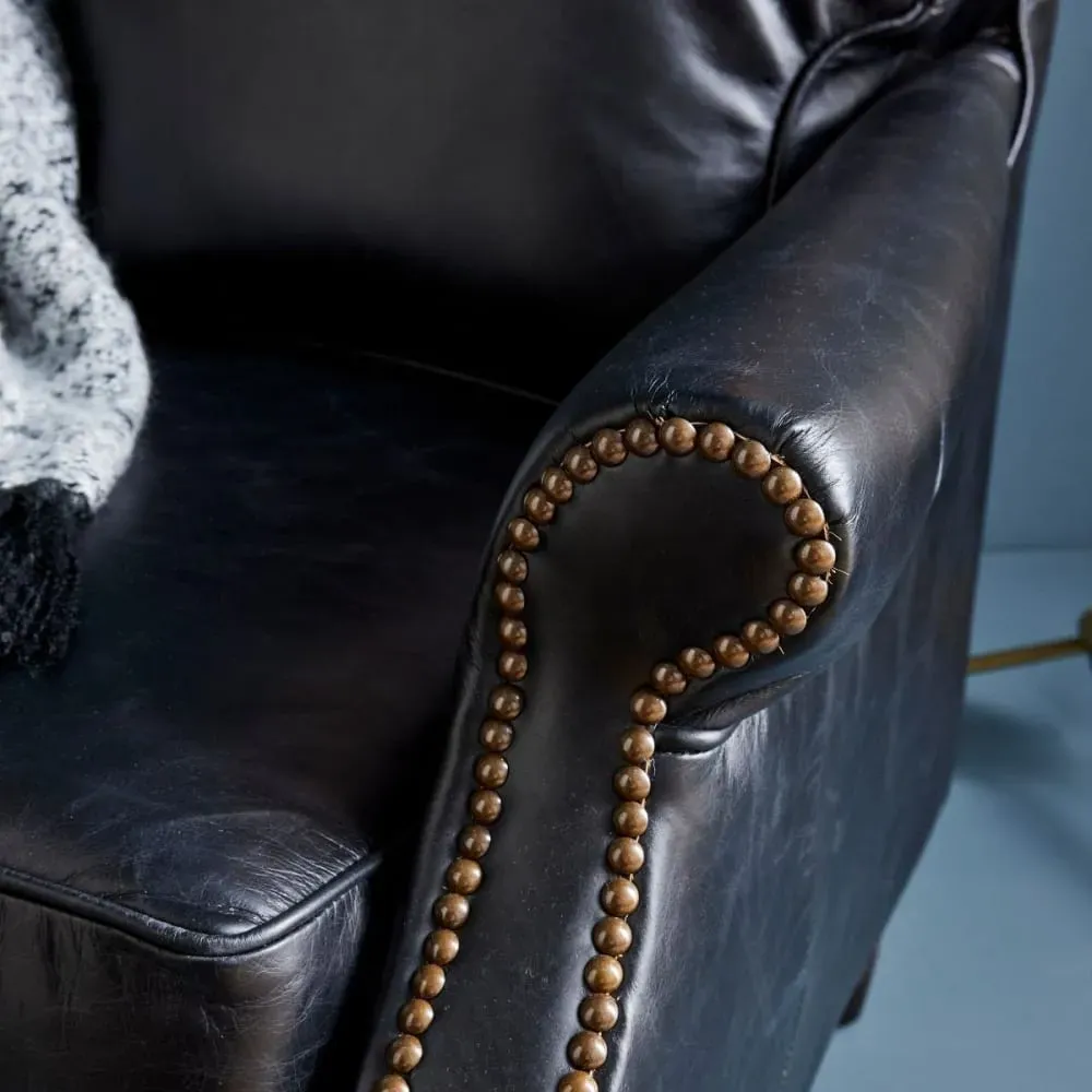 Illustration numéro 3 du produit Fauteuil en fauteuil cuir chocolat L73 cm - Noir