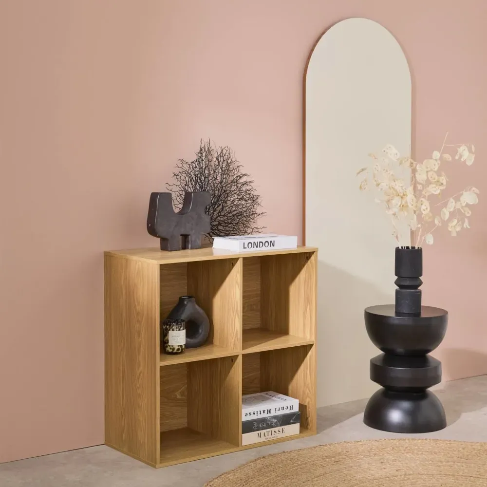 Illustration numéro 3 du produit Module de rangement décor bois chêne 4 compartiments