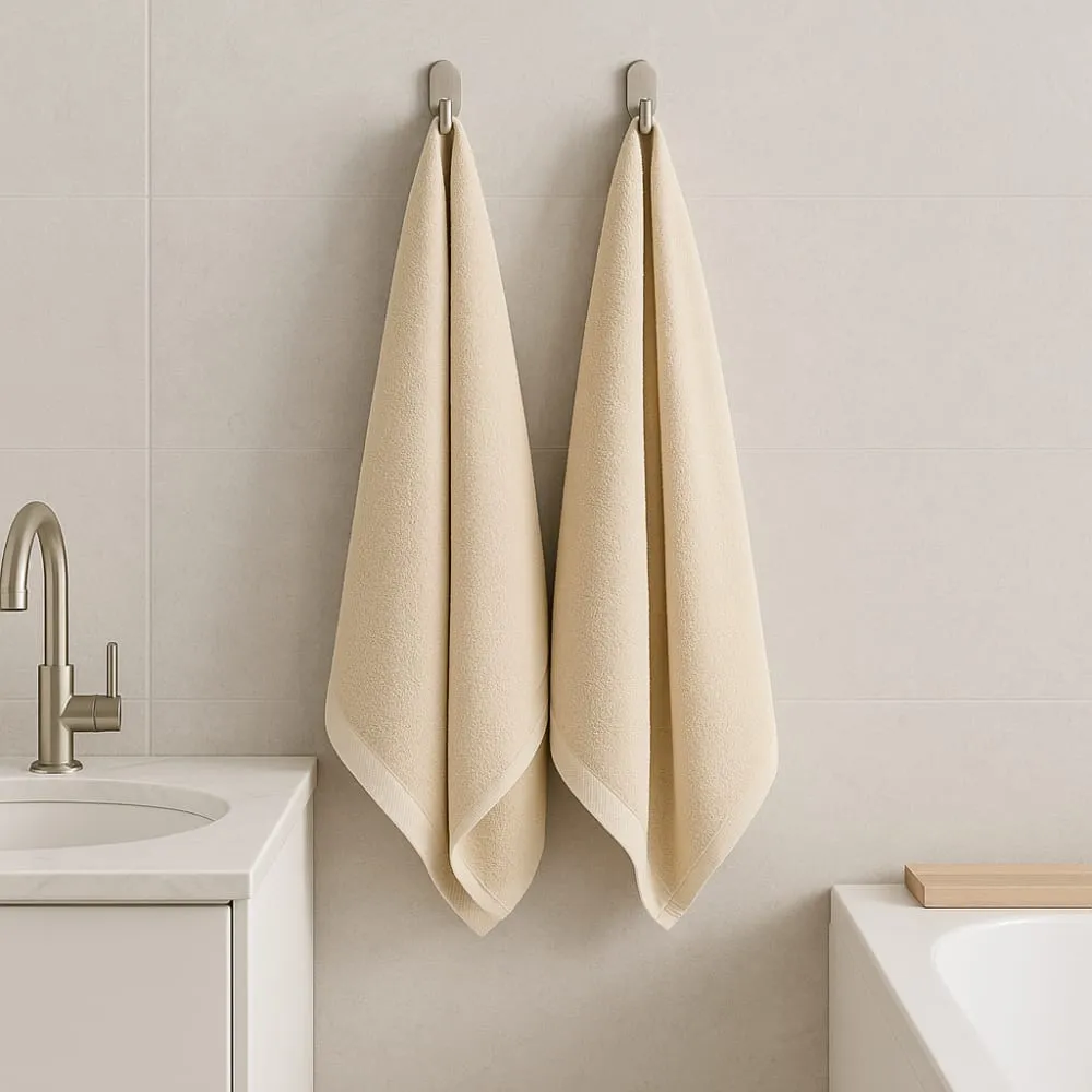 Illustration numéro 3 du produit Serviette bain éco coton bio 550 g beige - 50x100 cm