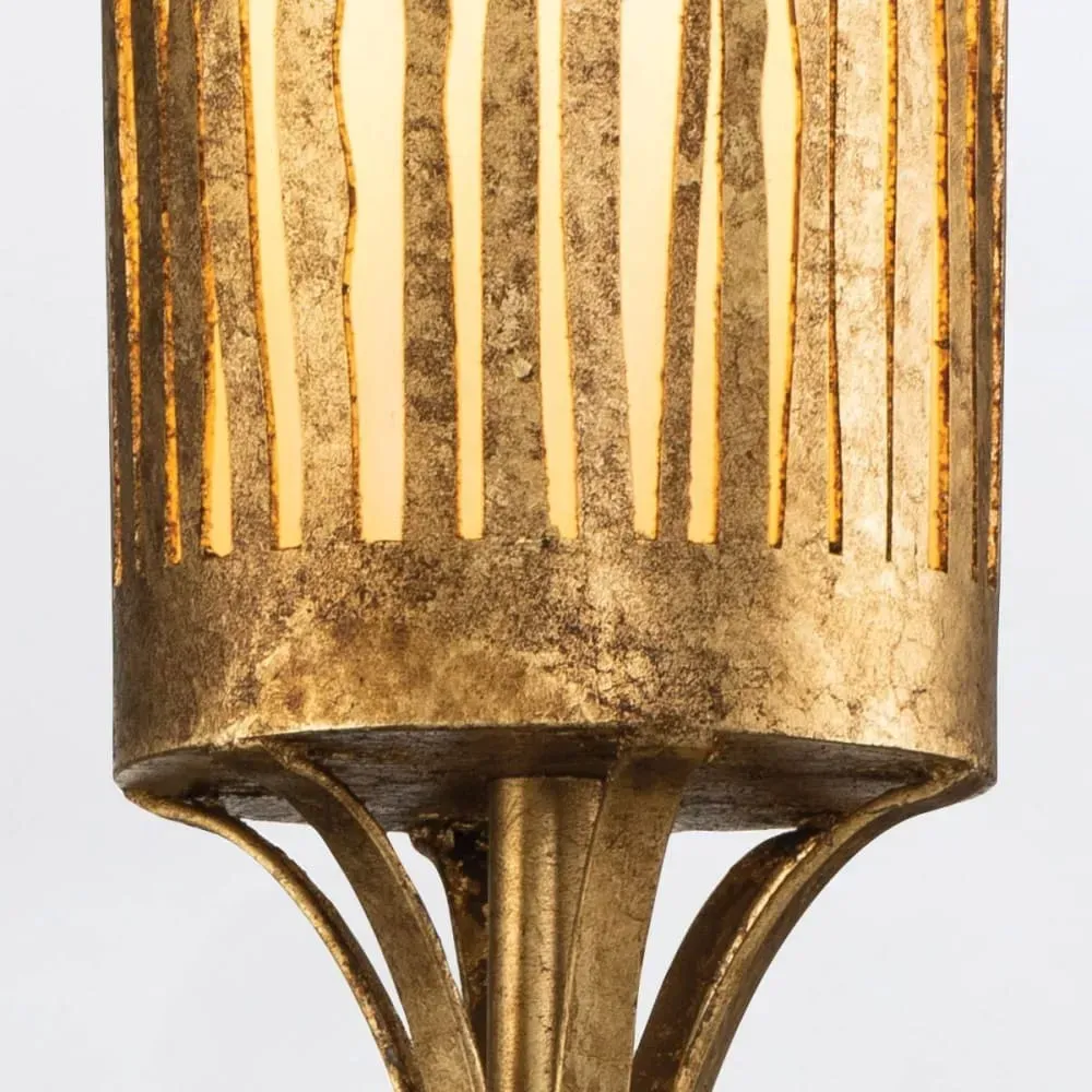 Illustration numéro 3 du produit Applique Murale Acier, Glass Feuille d’or à patine antique