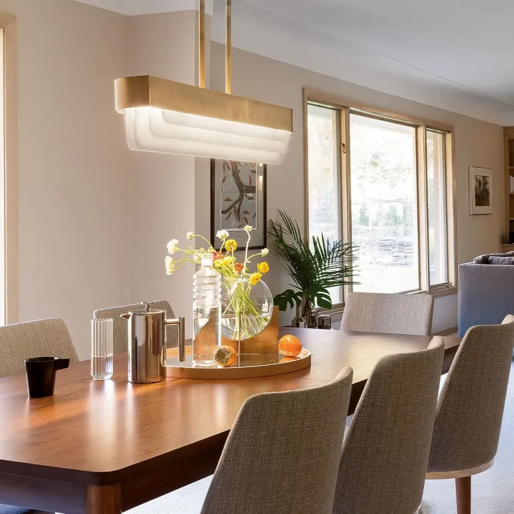 Illustration numéro 3 du produit Lustre LED Acier, Laiton, Verre texturé