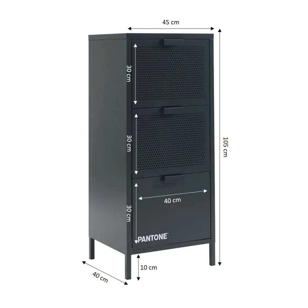 Illustration numéro 3 du produit Caisson de bureau métal gris anthracite 3 tiroirs h105cm