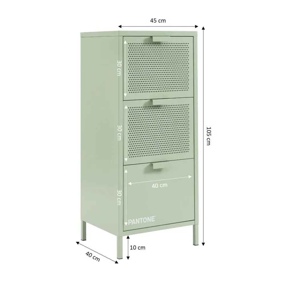 Illustration numéro 3 du produit Caisson de bureau métal vert amande 3 tiroirs h105cm