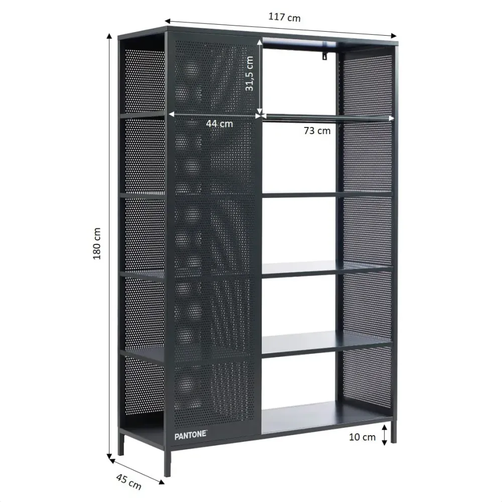 Illustration numéro 3 du produit Bibliothèque métal gris anthracite h180cm