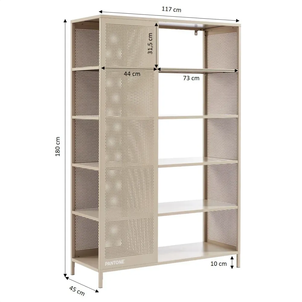 Illustration numéro 3 du produit Bibliothèque métal taupe h180cm