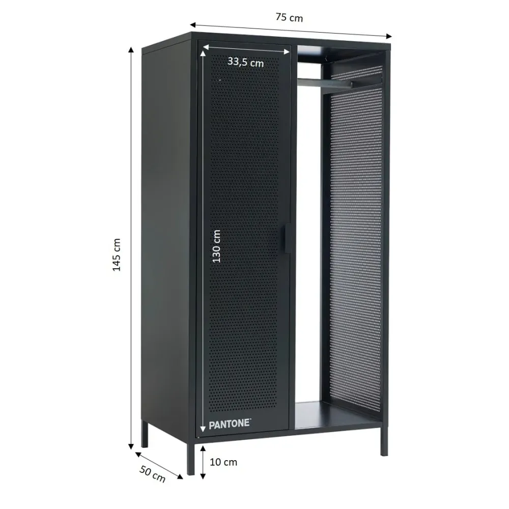 Illustration numéro 3 du produit Vestiaire métal gris anthracite avec penderie h145cm