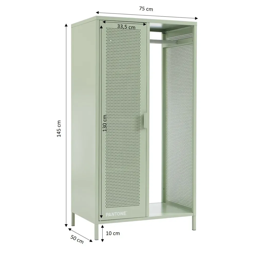 Illustration numéro 3 du produit Vestiaire métal vert amande avec penderie h145cm