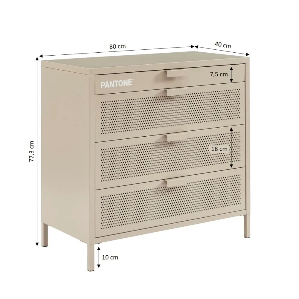 Illustration numéro 3 du produit Commode métal taupe 4 tiroirs 80cm