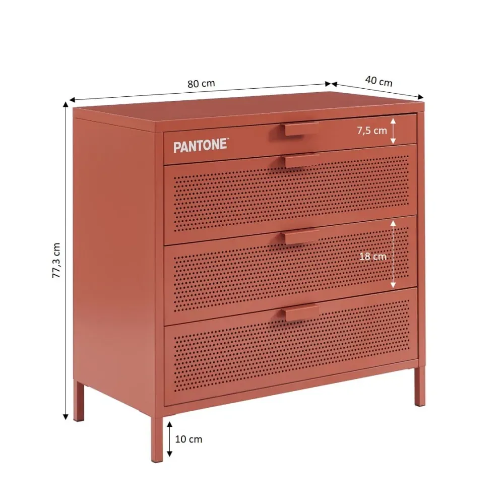 Illustration numéro 3 du produit Commode métal terracotta 4 tiroirs 80 cm