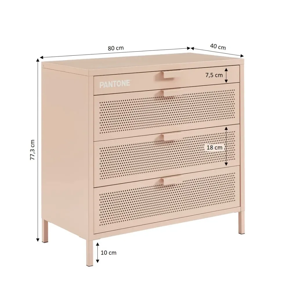 Illustration numéro 3 du produit Commode métal rose blush 4 tiroirs 80 cm