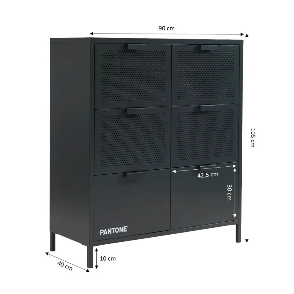 Illustration numéro 3 du produit Commode métal gris anthracite 6 tiroirs 90cm