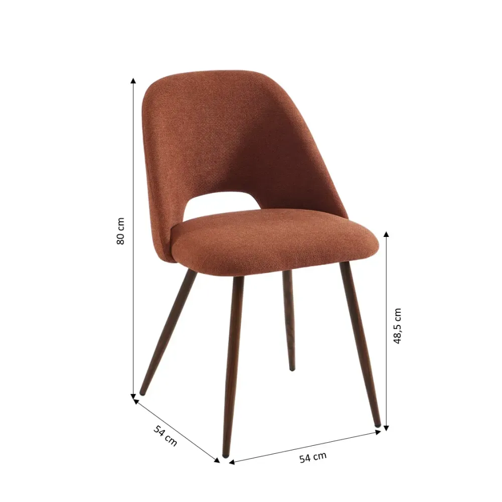 Illustration numéro 3 du produit Lot de 2 chaises  tissu terracotta pieds effet chêne