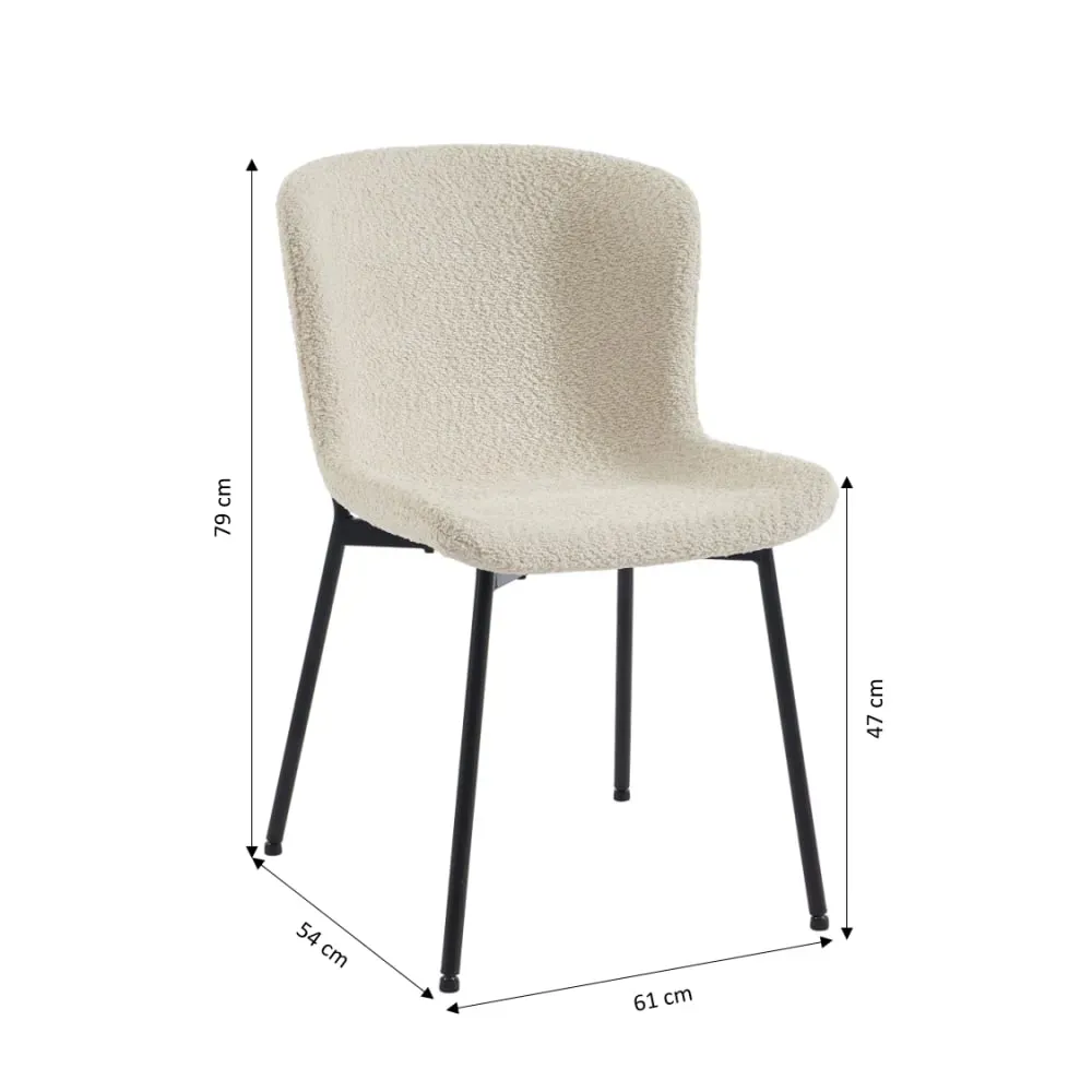 Illustration numéro 3 du produit Lot de 2 chaises  tissu beige pieds métal noir