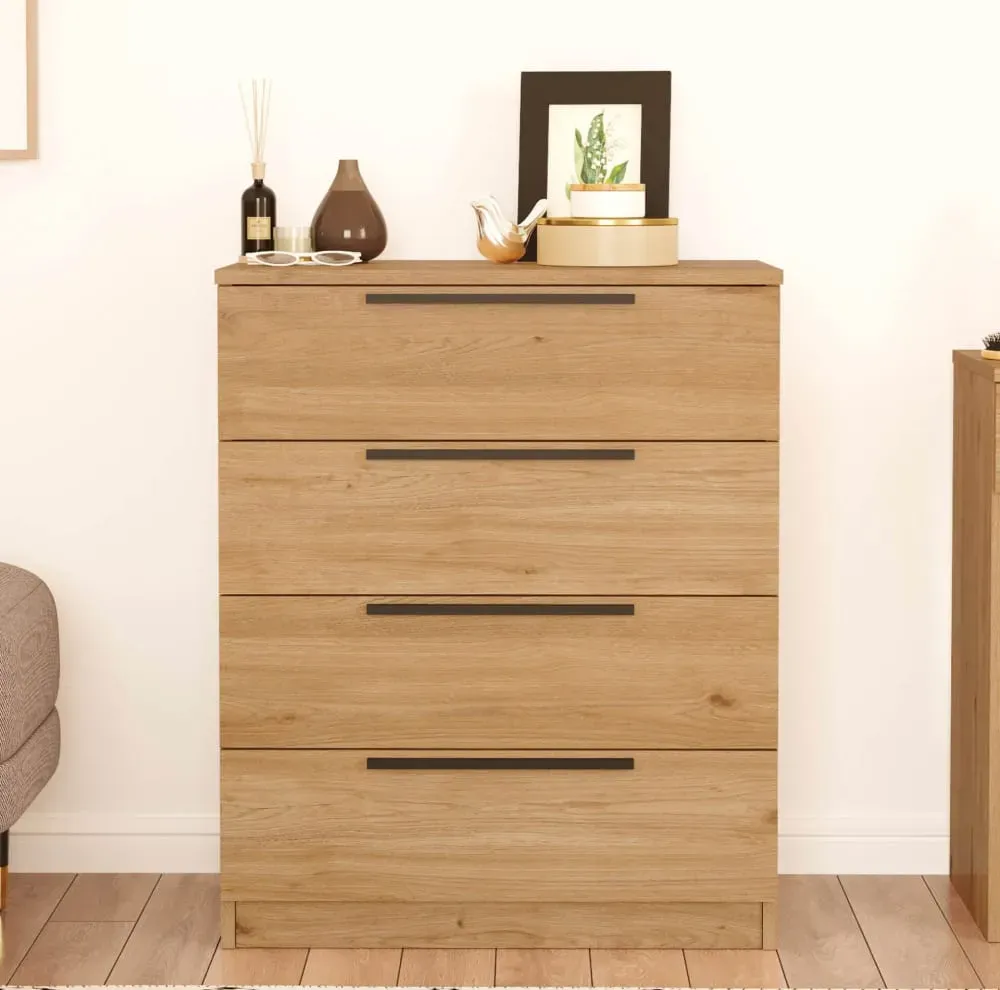 Illustration numéro 3 du produit Commode avec 4 tiroirs, marron et gris foncé