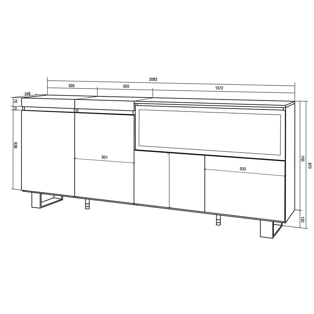 Illustration numéro 3 du produit Buffet effet bois de chêne 208x35x87cm cheminée effet feu XXL