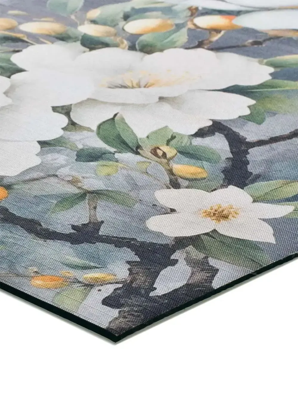Illustration numéro 3 du produit Tapis de cuisine lavable fleurs gris//blanc 52x200 cm