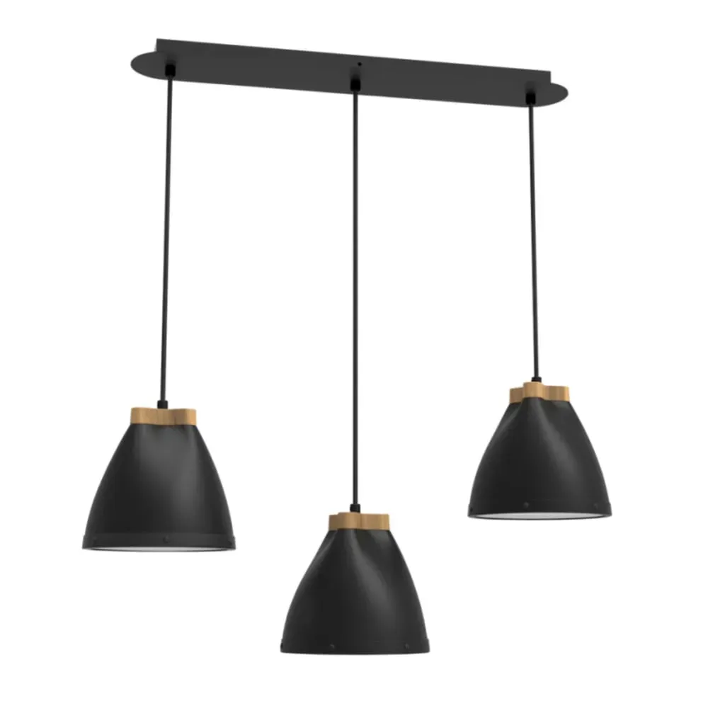 Illustration numéro 3 du produit Suspension métal 3 lumières l58cm noir