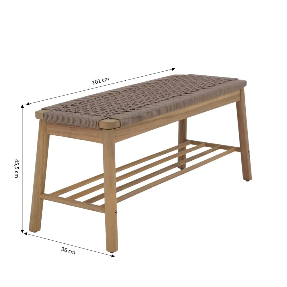 Illustration numéro 3 du produit Banc intérieur et extérieur  en bois d'acacia et corde marron