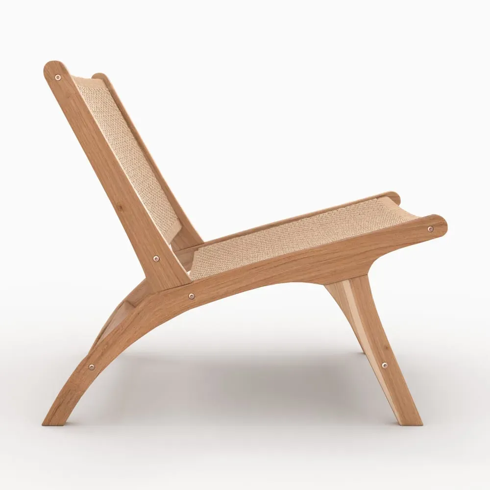 Illustration numéro 3 du produit Fauteuil Kilka en bois de teck et cordage en loom