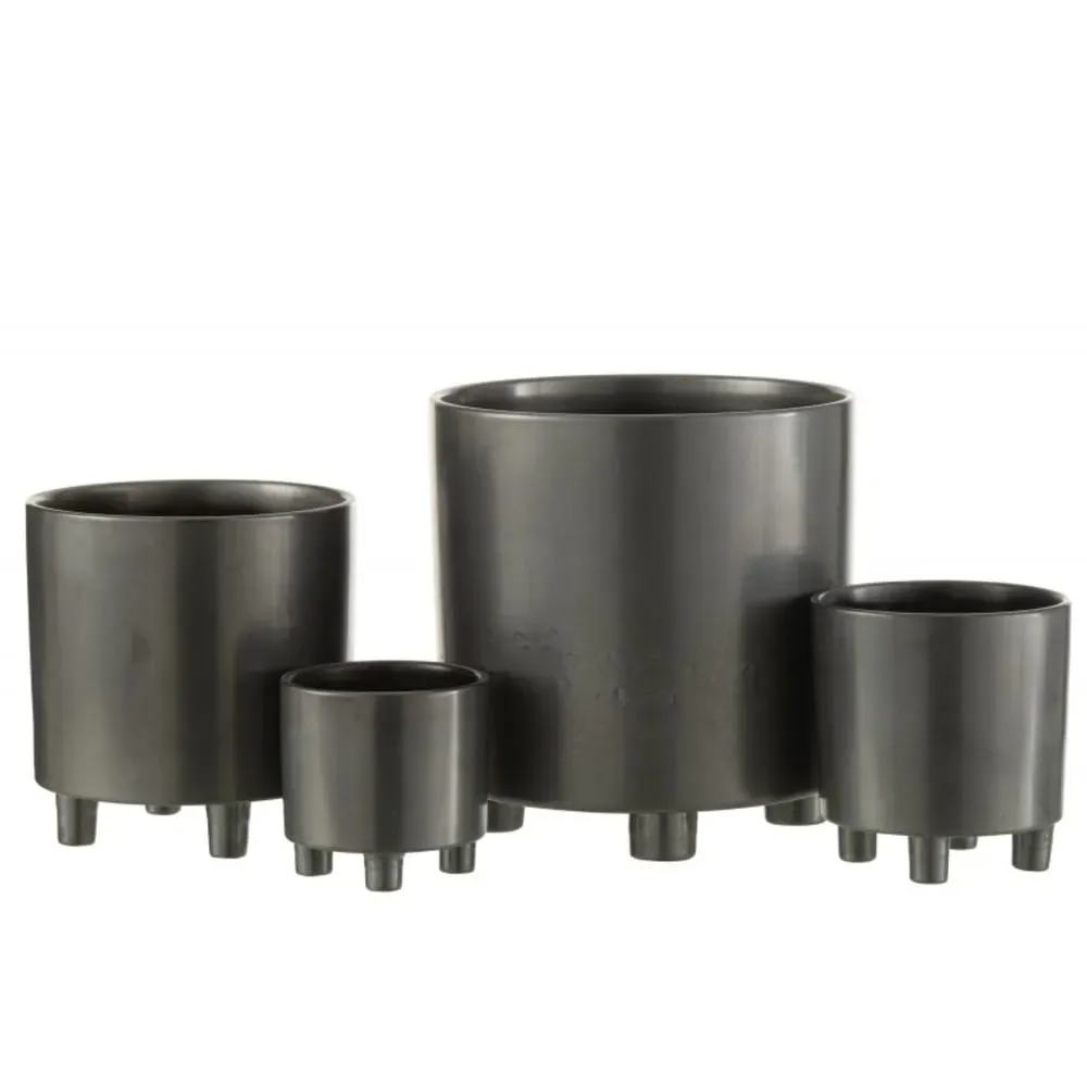 Illustration numéro 3 du produit Cache-pot sur pied en céramique noir 15x15x16cm