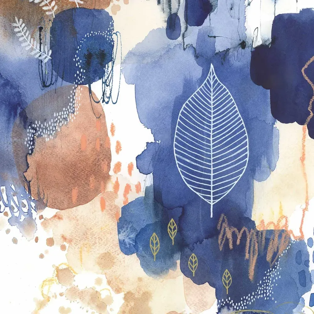 Illustration numéro 3 du produit Tableau fleurs bonheur bleu imprimé sur toile 60x90 cm