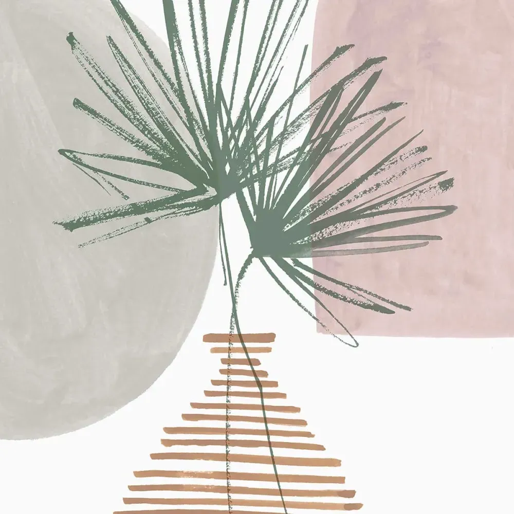 Illustration numéro 3 du produit Décoration fleur feuille en éventail imprimé sur toile 60x90 cm