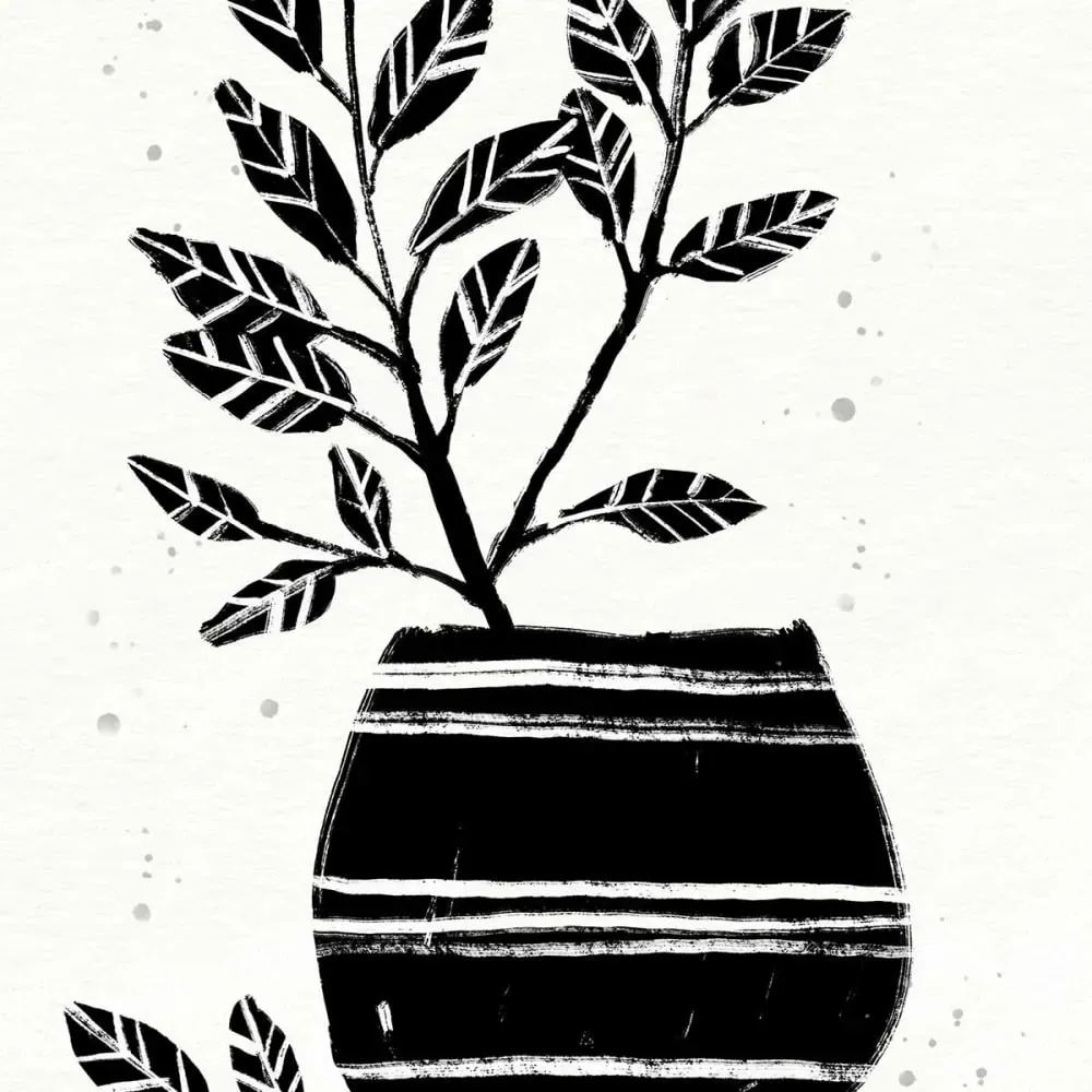 Illustration numéro 3 du produit Déco murale poterie et botanique imprimé sur toile 60x90 cm