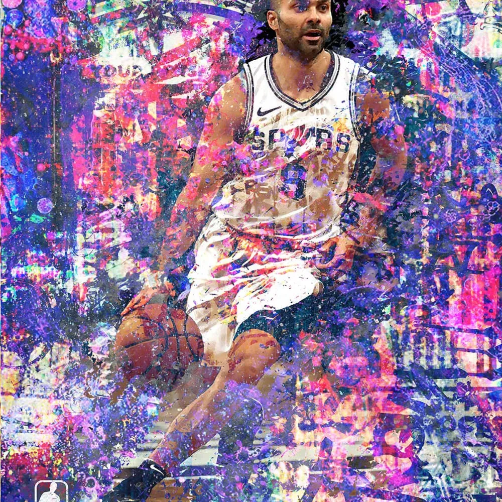 Illustration numéro 3 du produit Tableau Tony Parker 09 imprimé sur toile 60x90 cm
